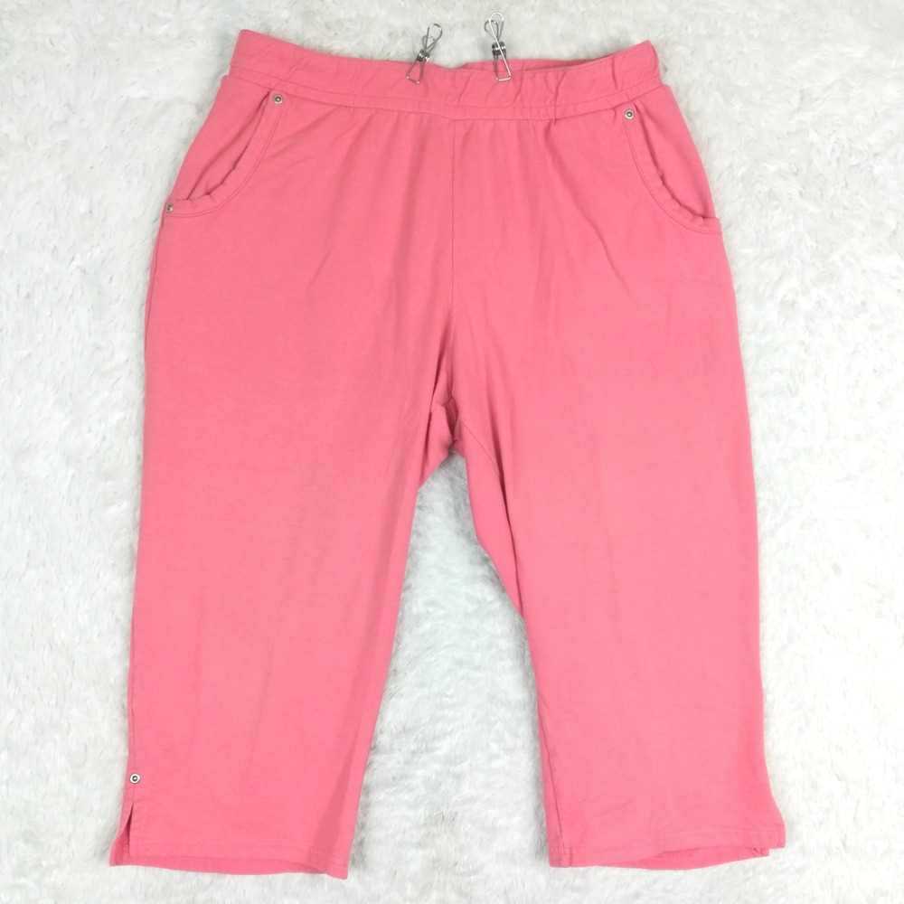 JMS‎ Just My Size Womens Pants Capri Pull On Pink Salmon High Rise Plus 1X